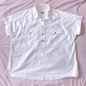 Universal Thread | White Dolman Button Short Sleeve Collar Top